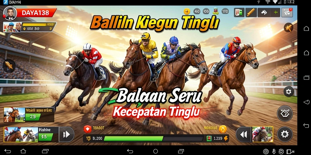 Screenshot menunjukkan aksi balapan mendebarkan di DAYA138.