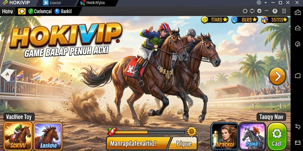 Screenshot HOKIVIP menampilkan balapan seru di lintasan yang menantang.