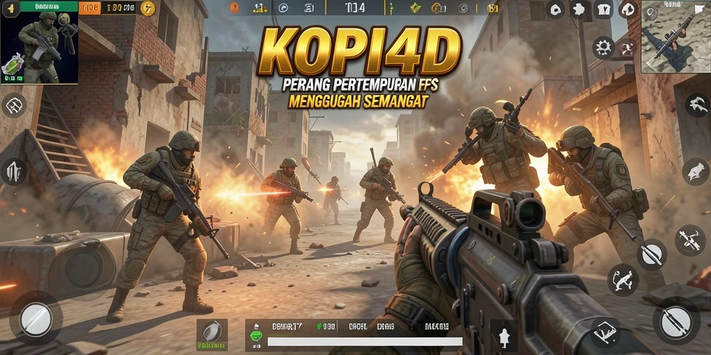 Screenshot gameplay menampilkan aksi intens di KOPI4D dalam mode FPS.