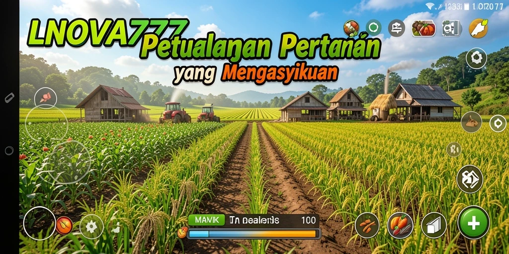 Screenshot gameplay LNOVA777 menampilkan aktivitas pertanian yang seru.