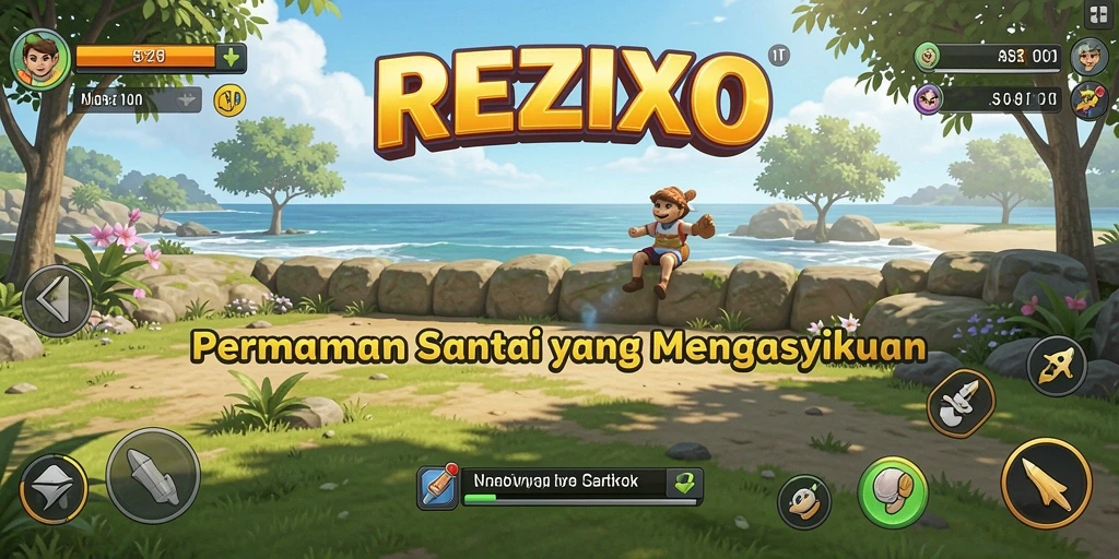 Tampilan gameplay REZIXO yang cerah dan menarik.
