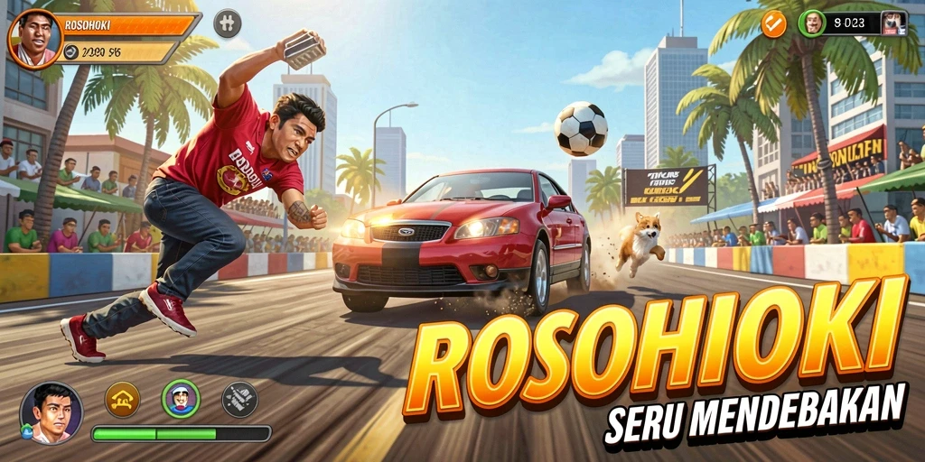 Tampilan gameplay menarik dari ROSOHOKI yang penuh aksi balapan.