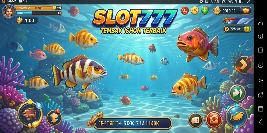 Screenshot menampilkan pemain sedang membidik ikan dalam SLOT777.