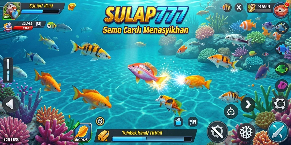 Tampilan gameplay menegangkan dalam SULAP777 saat berburu ikan.