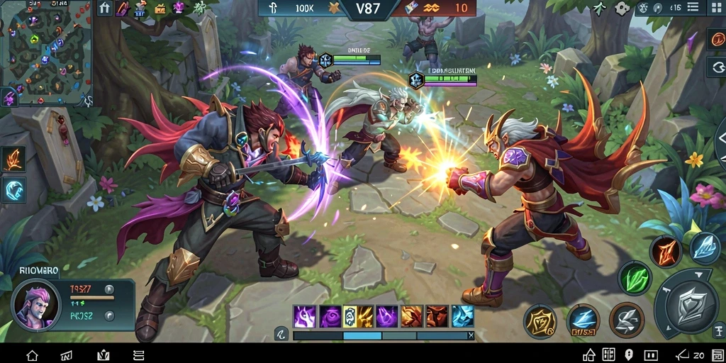 Gameplay seru dan strategis dalam V87 MOBA.