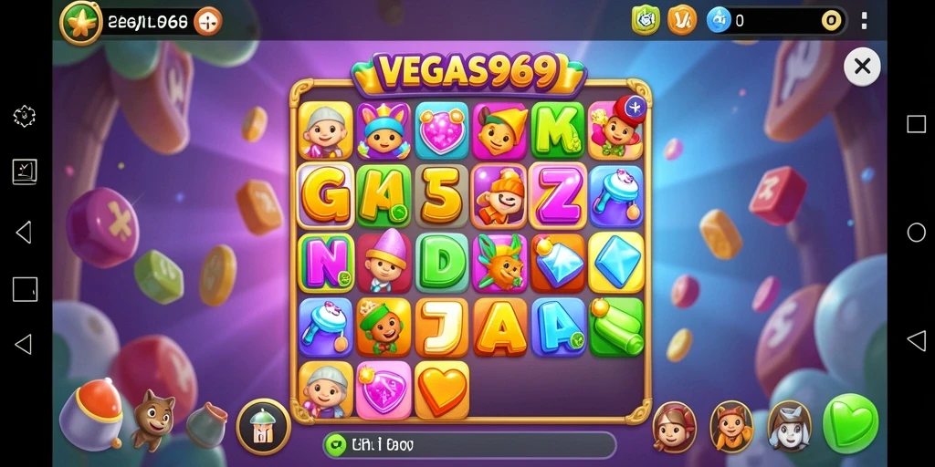 Tangkapan layar dari gameplay seru VEGAS969 dengan level Match-3 yang menantang.
